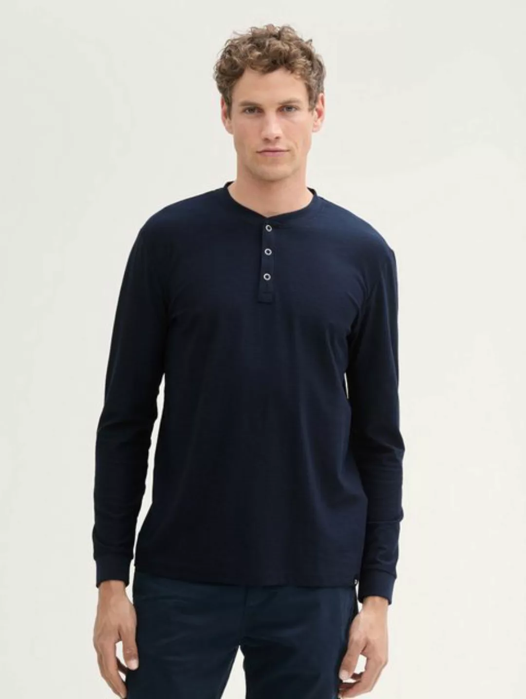 TOM TAILOR Denim T-Shirt Henley Langarmshirt mit Struktur günstig online kaufen