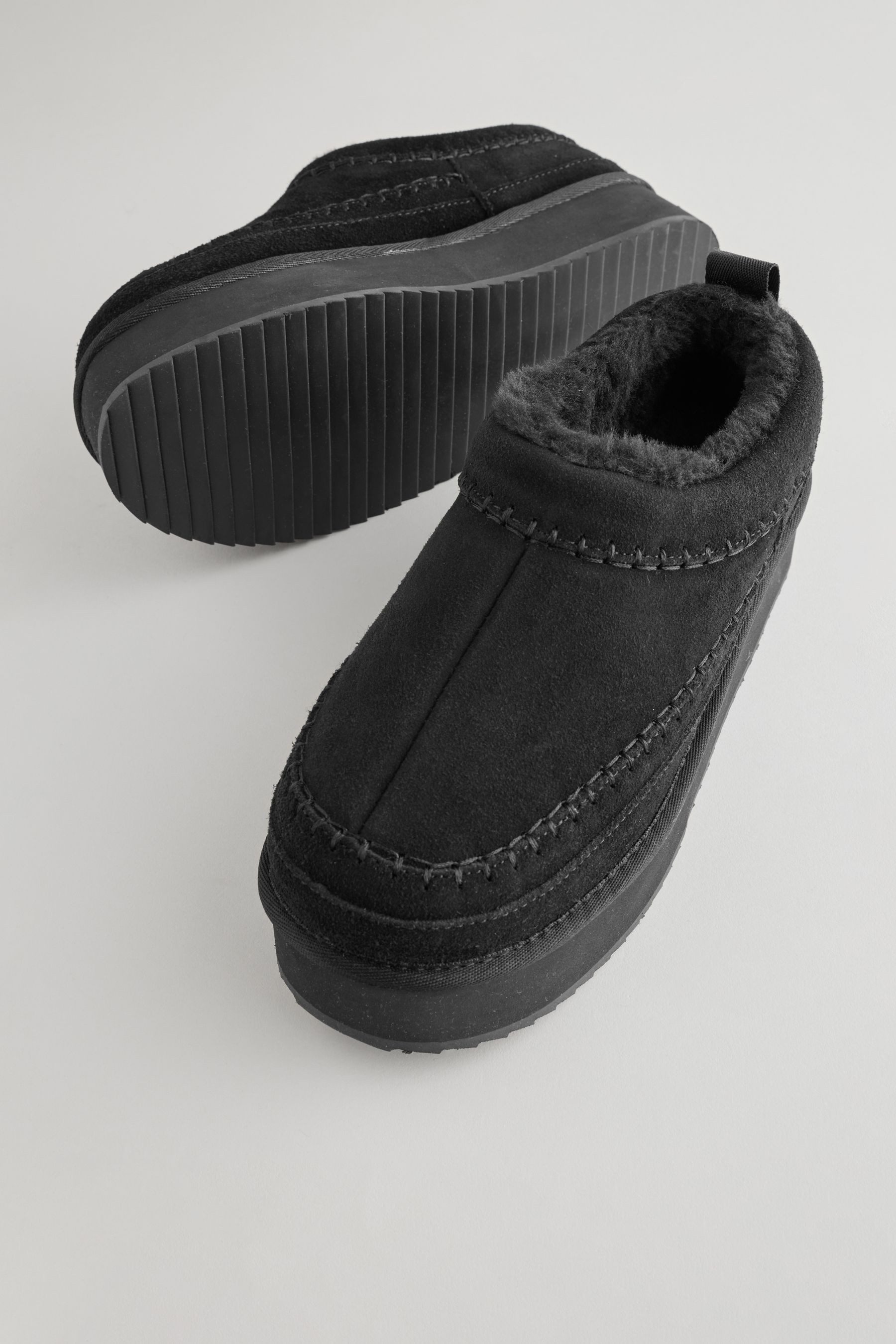 Next Forever Comfort® Leder-Schlupfschuhe, Borgfutter Slipper günstig online kaufen