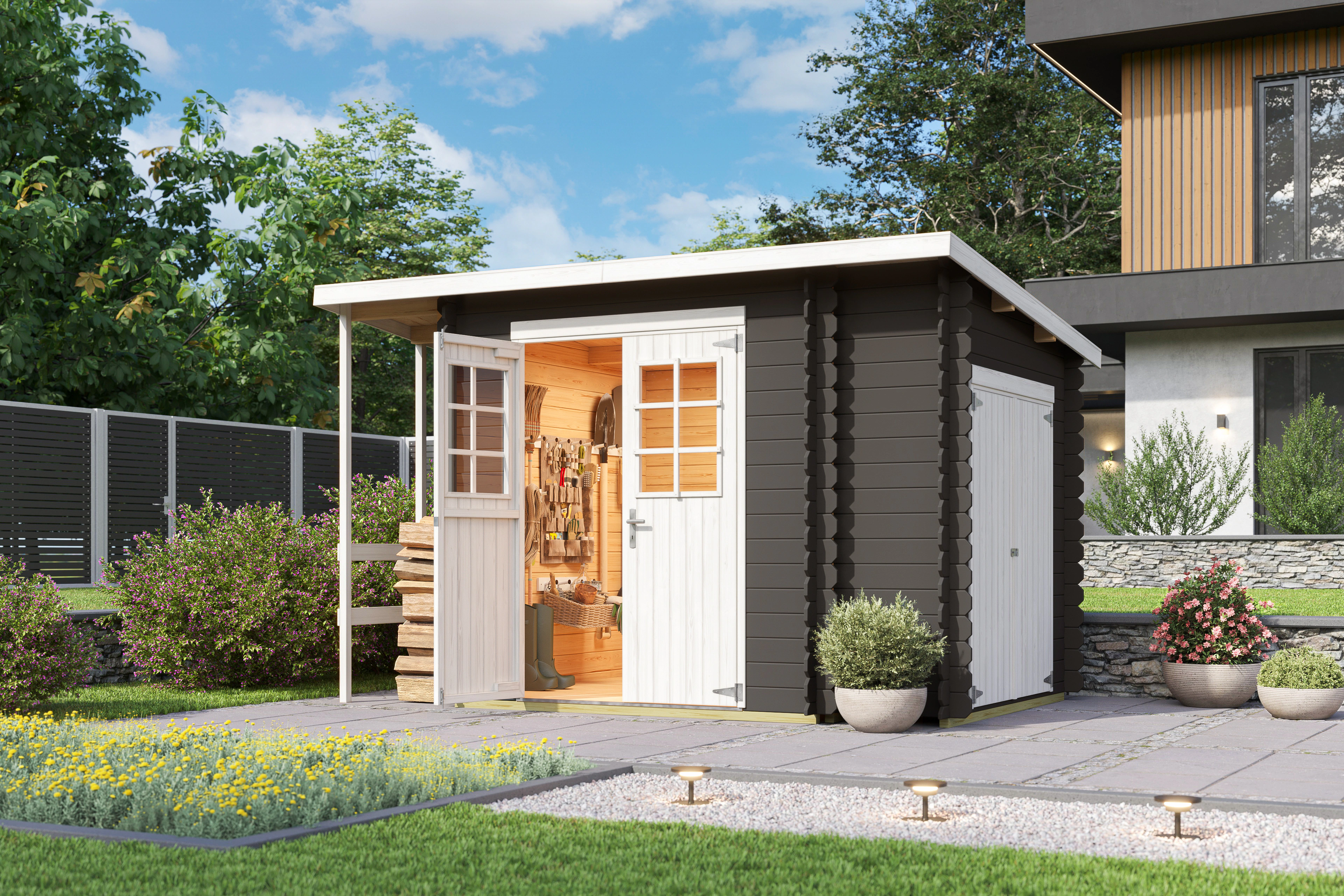 Nordic Holz Gartenhaus "Vilano 3", mit 3 getrennten Bereiche günstig online kaufen