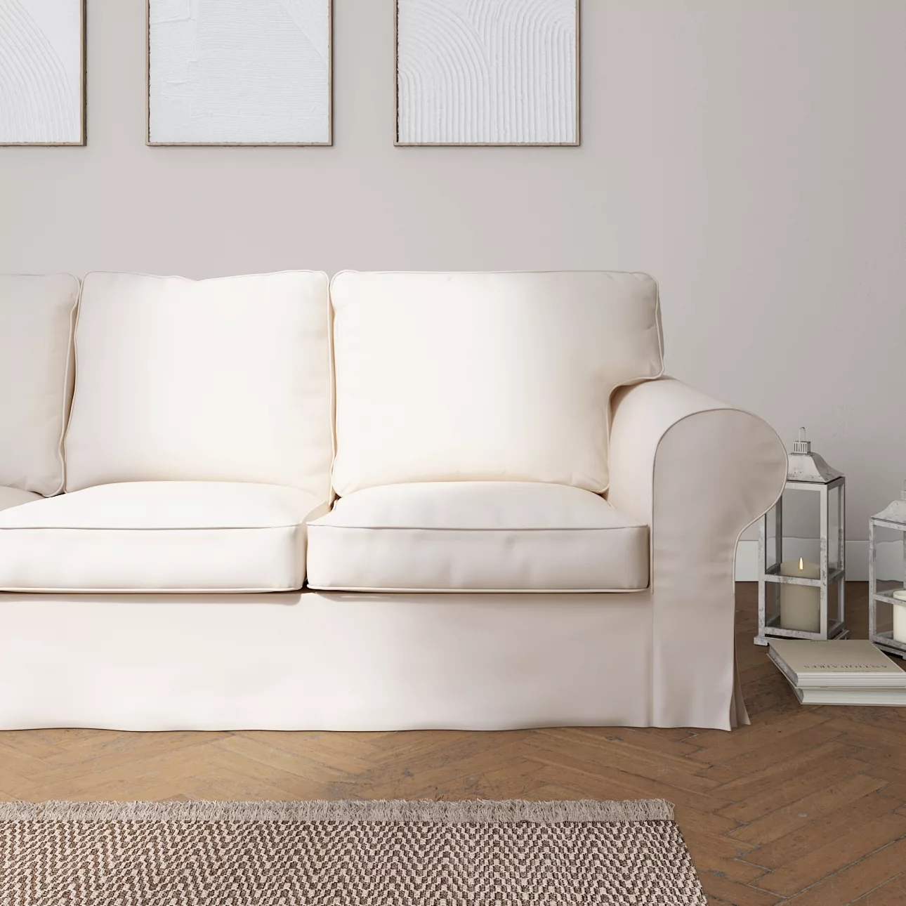 Bezug für Ektorp 3-Sitzer Sofa nicht ausklappbar, naturweiß, Sofabezug für günstig online kaufen