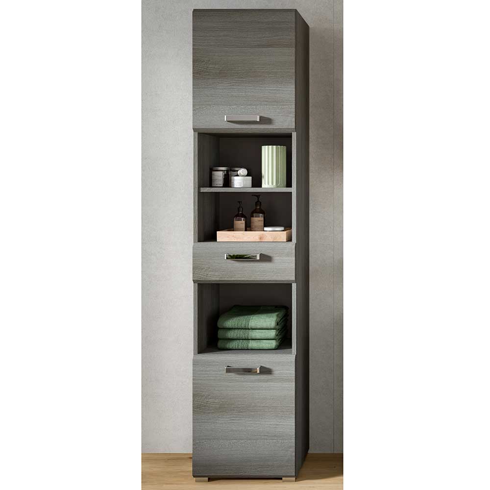 Badezimmerhochschrank modern mit Drehtüren einer Schublade günstig online kaufen