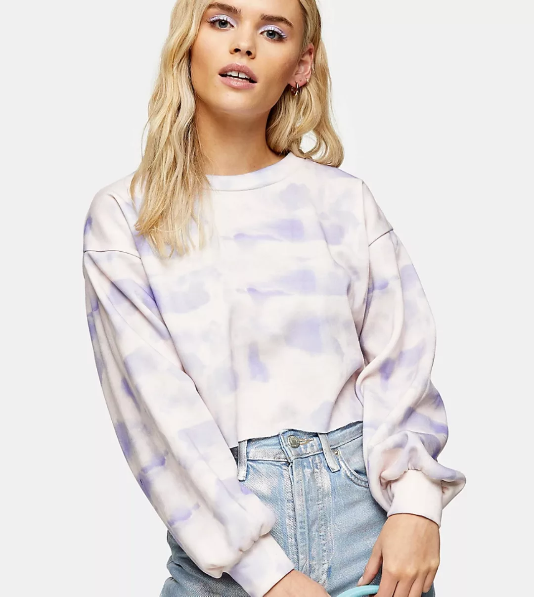 Topshop Petite – Buntes Sweatshirt mit kurzem Schnitt-Mehrfarbig günstig online kaufen