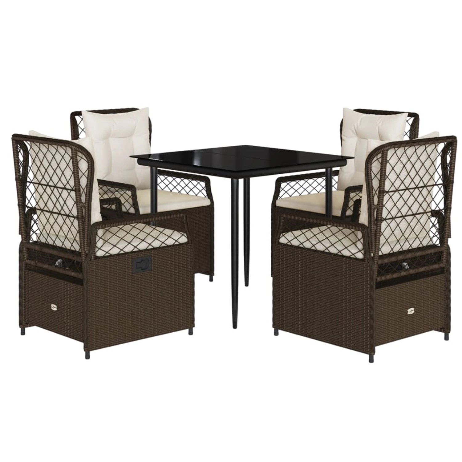 vidaXL 5-Tlg Garten-Essgruppe mit Kissen Braun Poly Rattan 3262972 günstig online kaufen