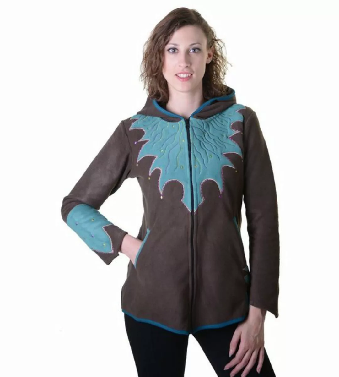 KUNST UND MAGIE Fleecejacke Damen Hippie Fleecejacke "The Tree" + Kapuze un günstig online kaufen