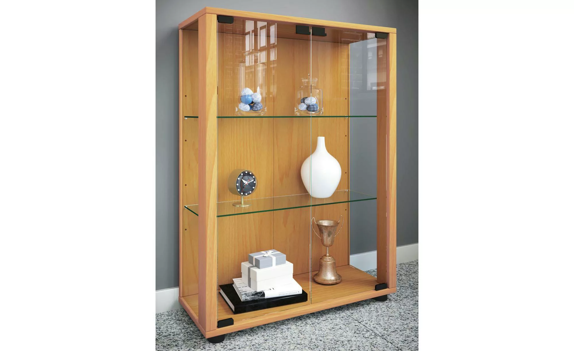 VCM Holz Glas Vitrine Sammelvitrine Glasvitrine Schaukasten Standvitrine Si günstig online kaufen