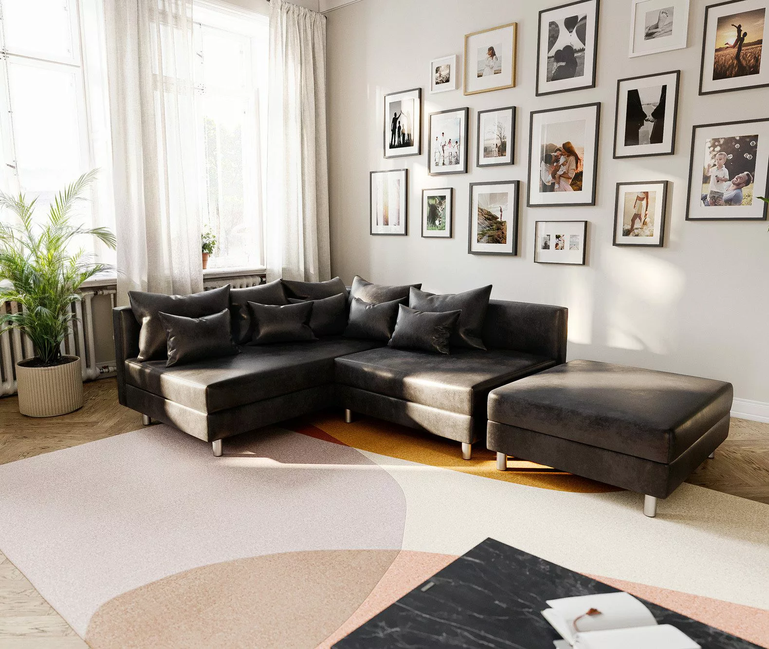 DELIFE Ecksofa Clovis, Anthrazit Antik Optik günstig online kaufen