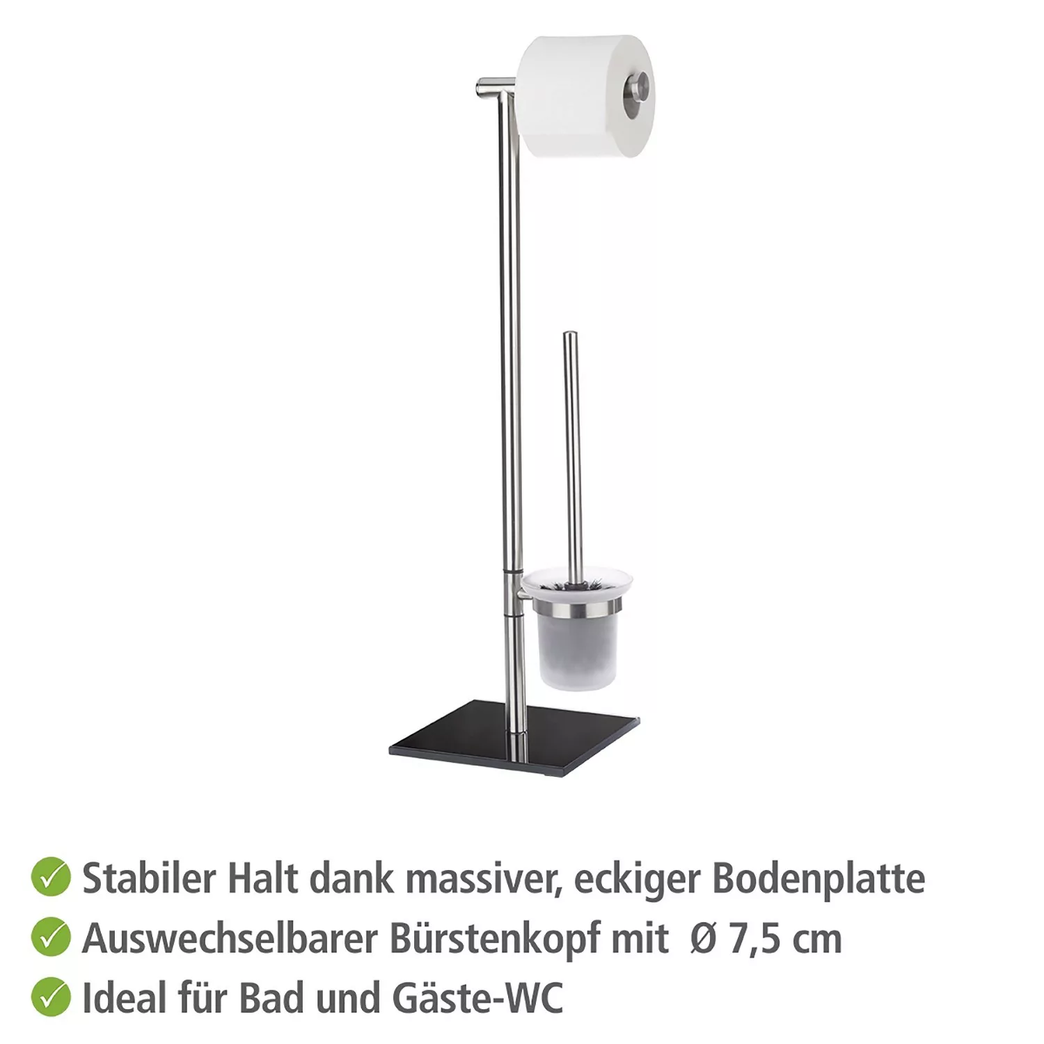 WENKO Stand WC-Garnitur Lima Edelstahl, rostfrei schwarz günstig online kaufen