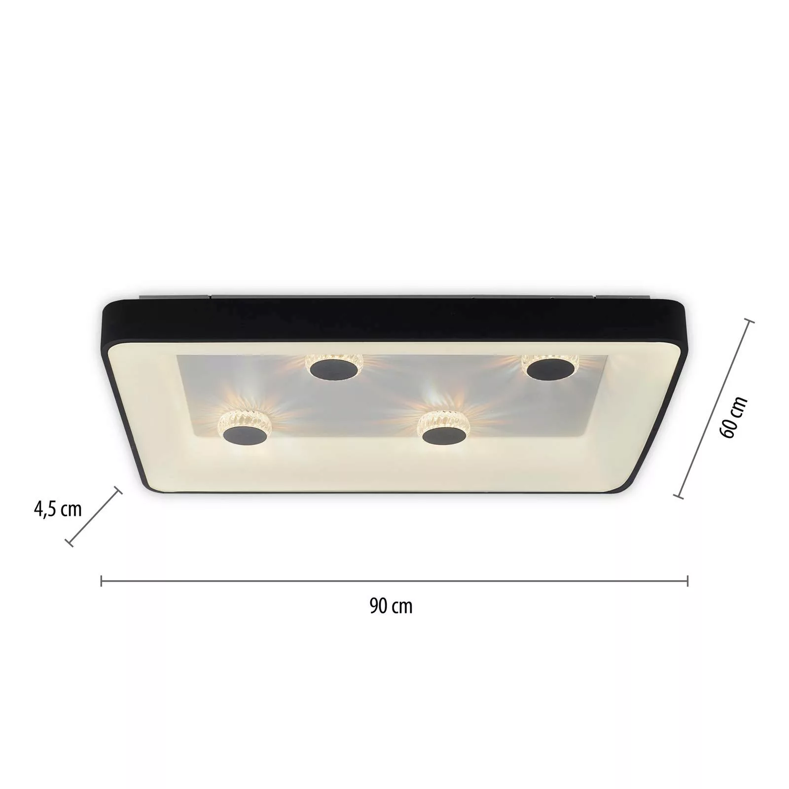 LED-Deckenlampe Vertigo, CCT, 90x60 cm, schwarz günstig online kaufen