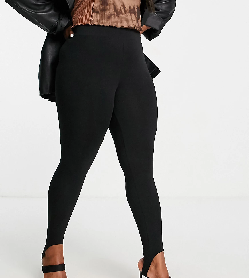 Only Curve – Leggings in Schwarz mit Steg günstig online kaufen