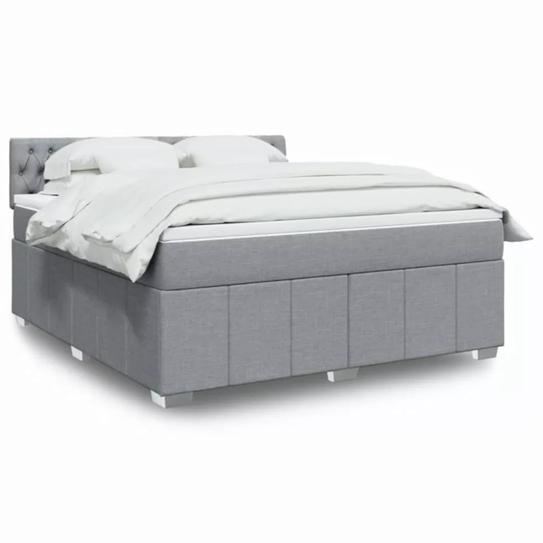 vidaXL Boxspringbett, Boxspringbett mit Matratze Hellgrau 180x200 cm Stoff günstig online kaufen