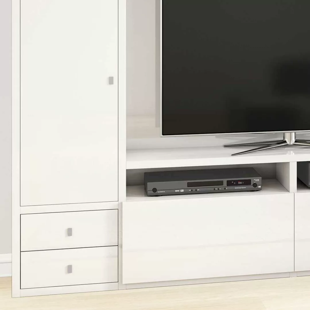 Fernseherwand in Weiß Hochglanz modern günstig online kaufen