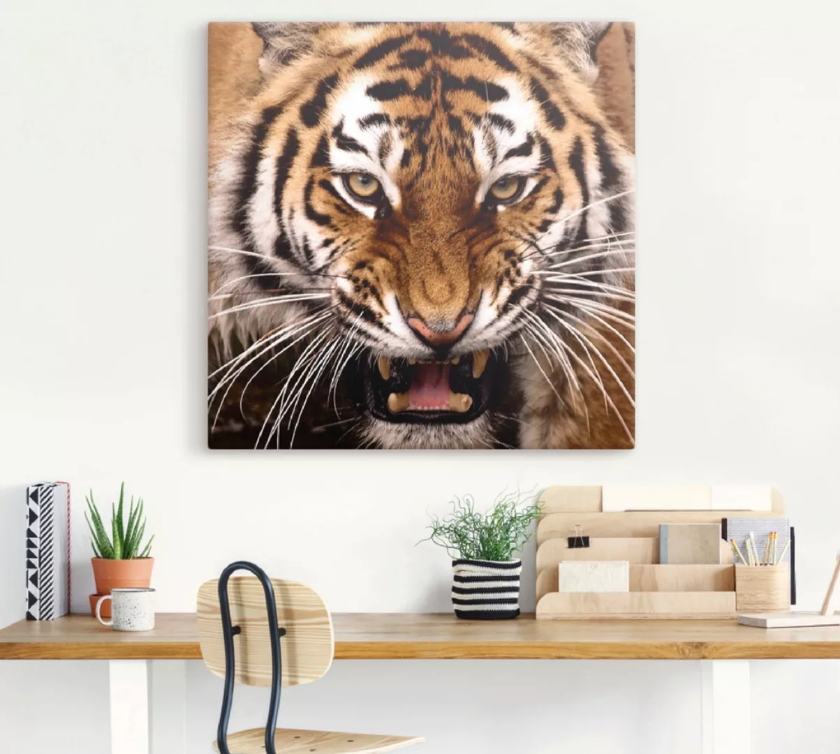 Artland Wandbild »Tiger Kopf«, Wildtiere, (1 St.), als Leinwandbild, Wandau günstig online kaufen