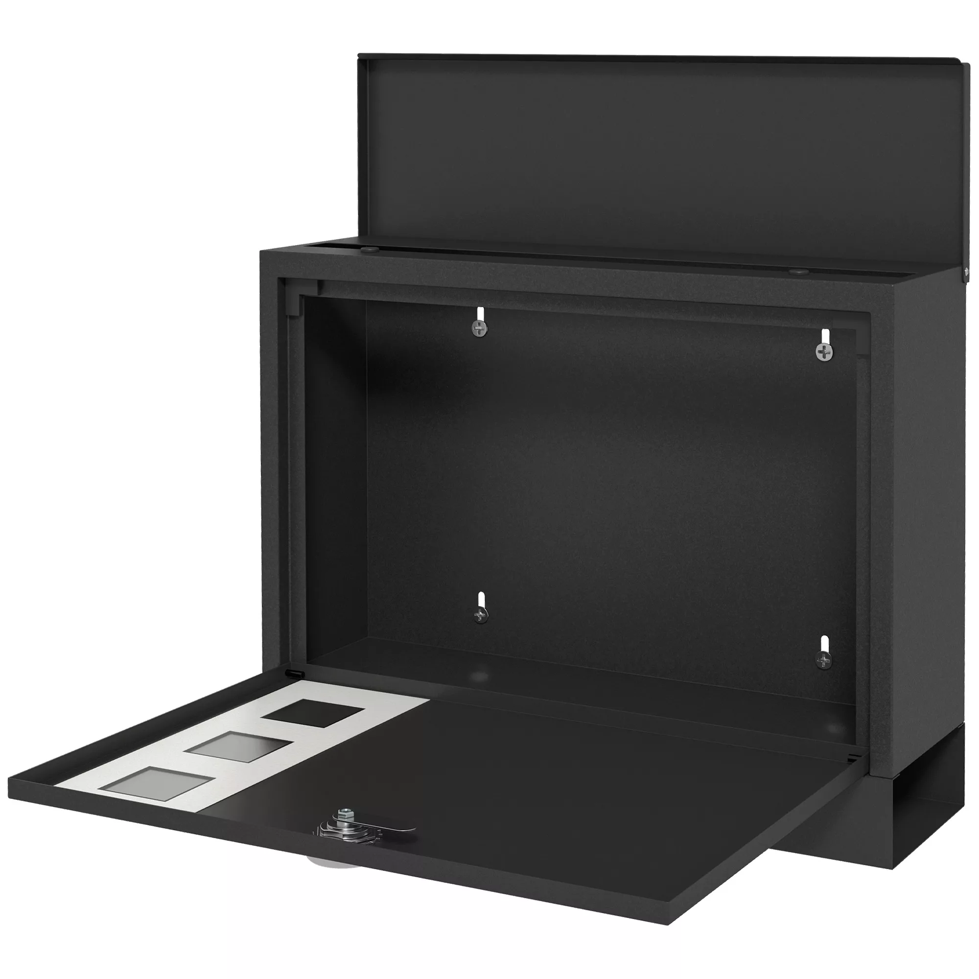 HOMCOM Postkasten Schwarz mit Zeitungsfach, Metall, Sichtfenster, 2 Schlüss günstig online kaufen