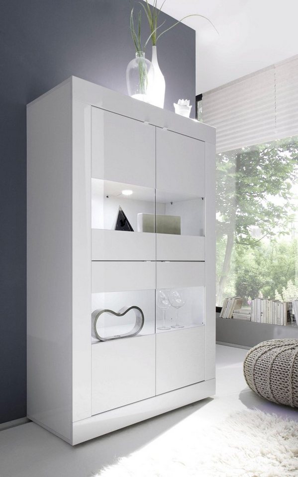 INOSIGN Vitrine "Basic Höhe 162 cm, Standvitrine mit 4 Türen - Metallgriffe günstig online kaufen