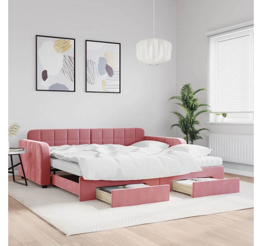 vidaXL Gästebett Gästebett Tagesbett Ausziehbar mit Schubladen Rosa 100x200 günstig online kaufen