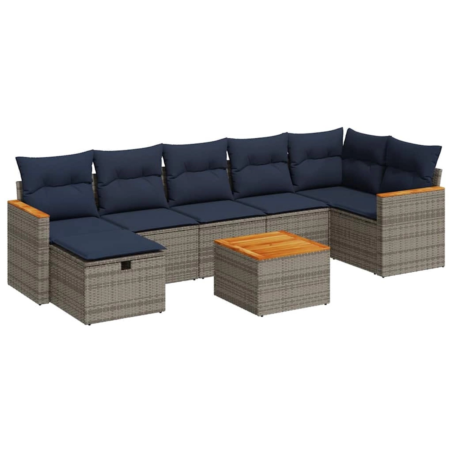 vidaXL 8-Tlg Garten-Sofagarnitur mit Kissen Grau Poly Rattan 3325939 günstig online kaufen