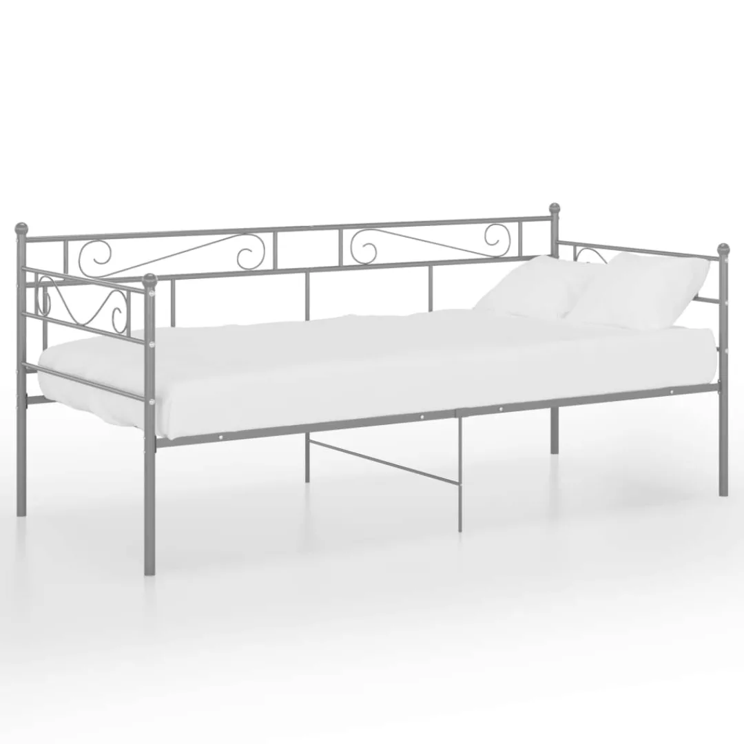 Schlafsofa Bettgestell Grau Metall 90x200 Cm günstig online kaufen