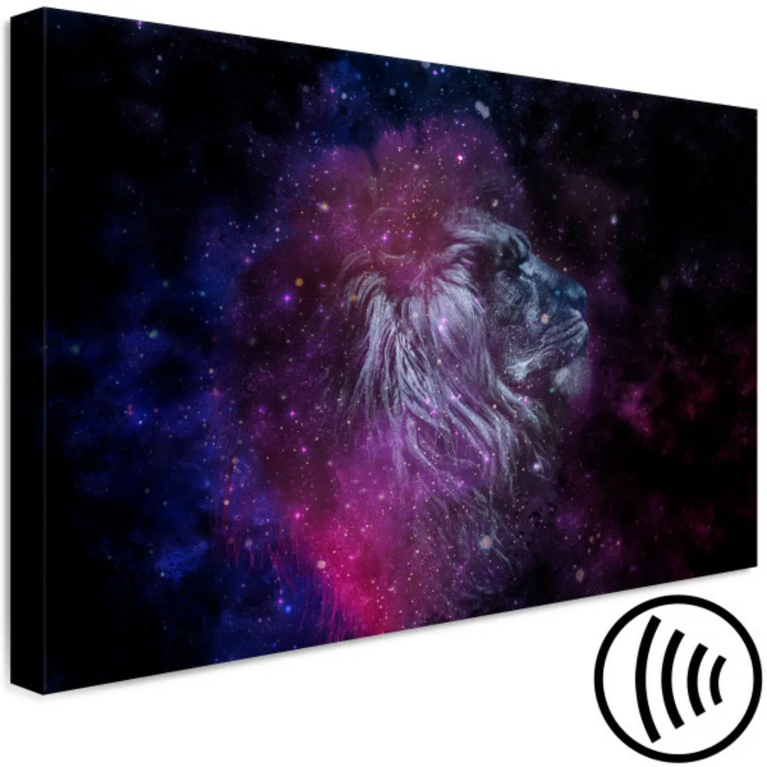 Leinwandbild Löwe am sternenklaren Himmel - moderne Abstraktion in dunklen günstig online kaufen
