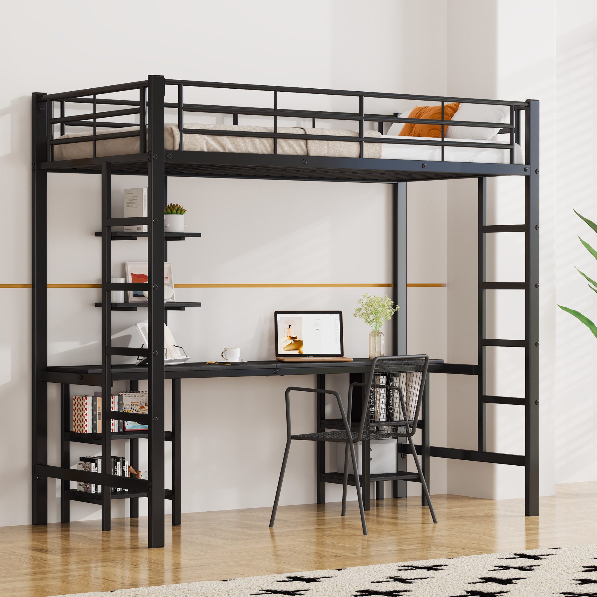 Merax Etagenbett, mit Schreibtisch und 3 günstig online kaufen