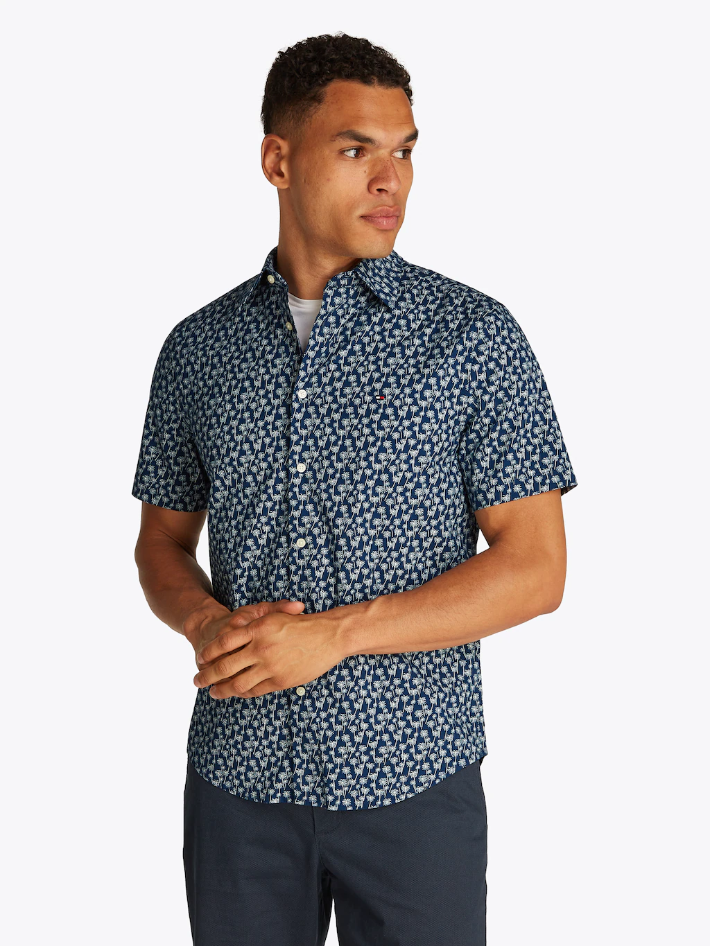 Tommy Hilfiger Kurzarmhemd FLEX POPLIN PALM günstig online kaufen