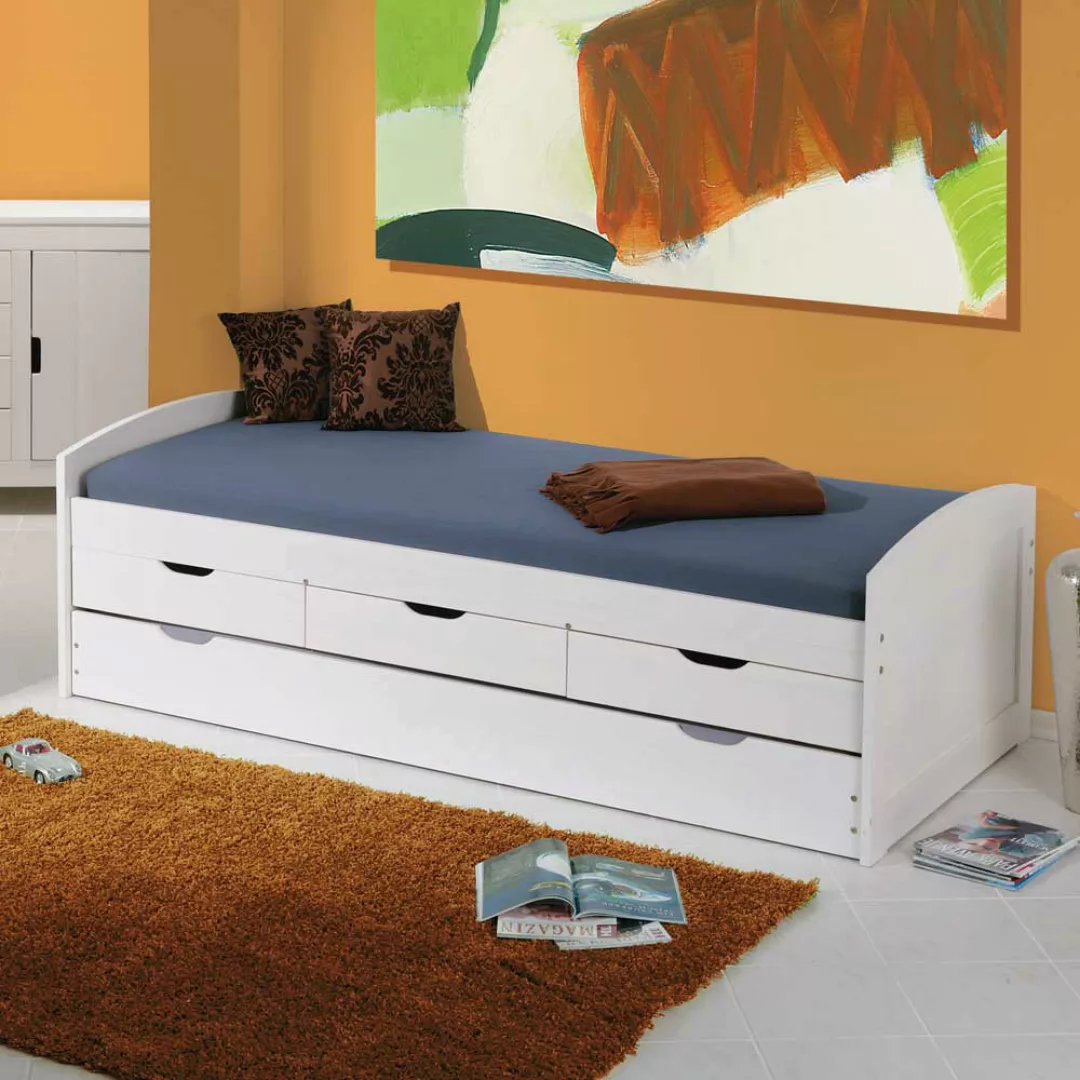 Komfortbett aus Kiefer Massivholz Kiefer Weiß günstig online kaufen