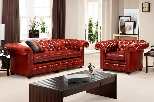 Xlmoebel Sofa Ledersofa-Garnitur Chesterfield mit 3-Sitzer, 2-Sitzer und 1- günstig online kaufen