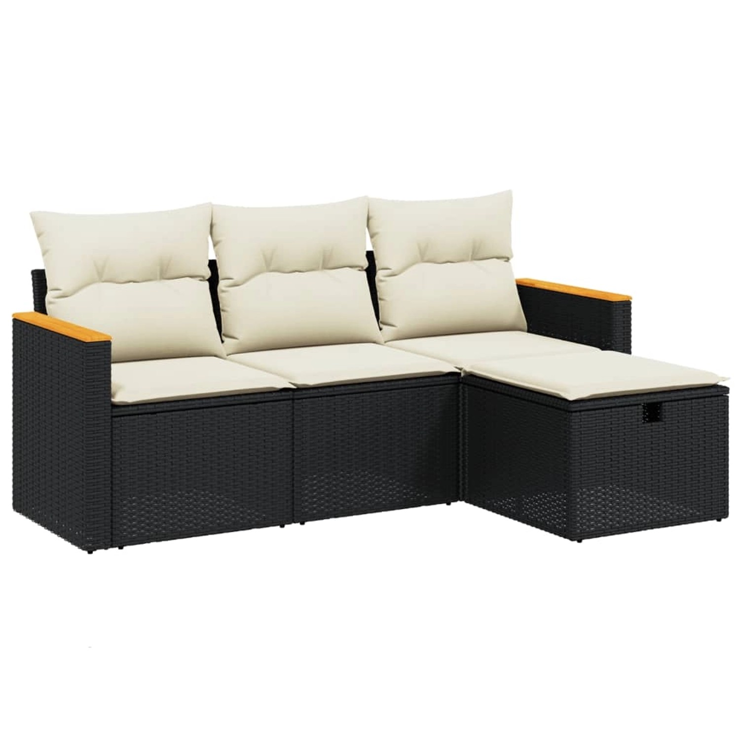 vidaXL 4-tlg Garten-Sofagarnitur mit Kissen Schwarz Poly Rattan Modell 58 günstig online kaufen