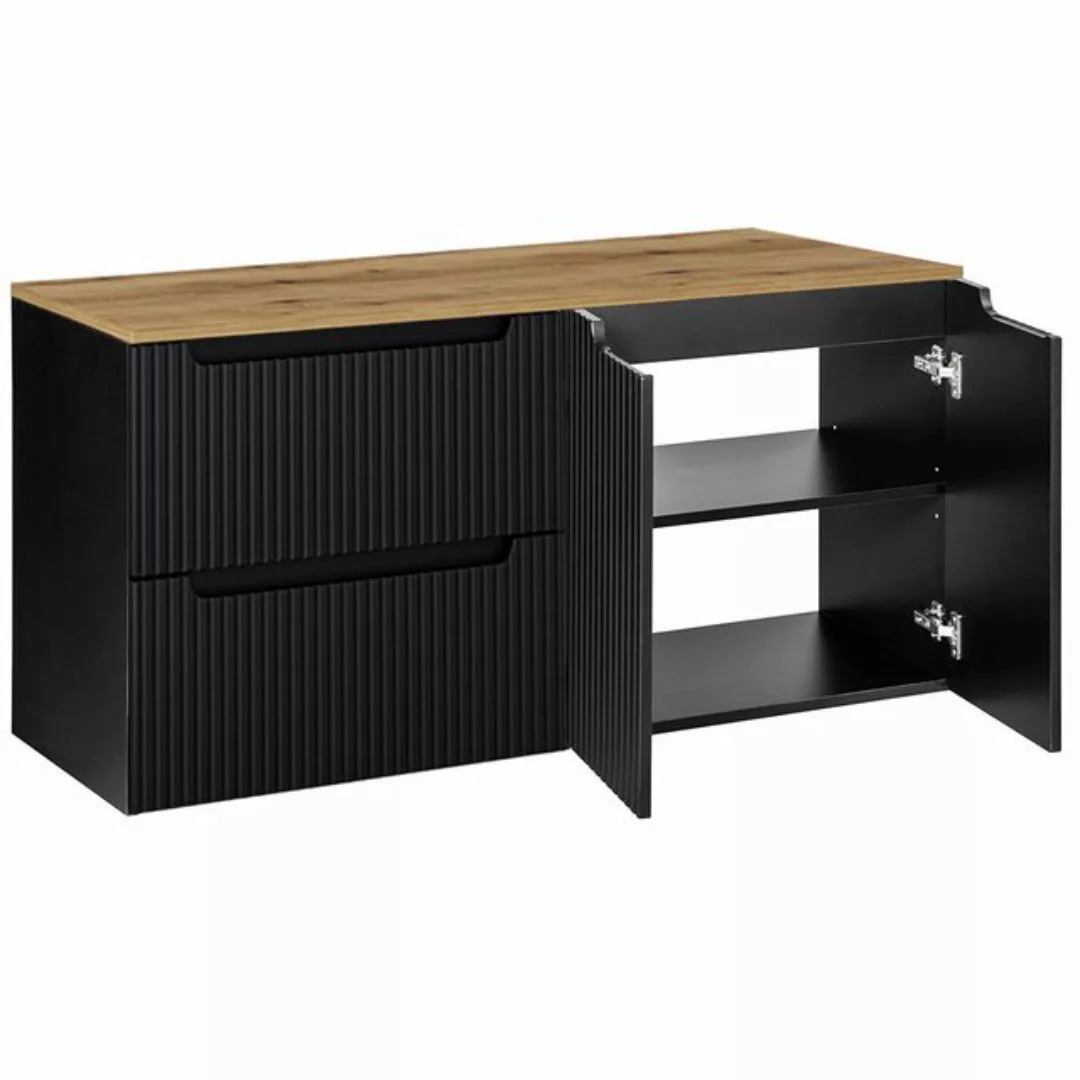 Lomadox Waschbeckenschrank NEWPORT-56-BLACK 120cm Waschtisch-Unterschrank 4 günstig online kaufen