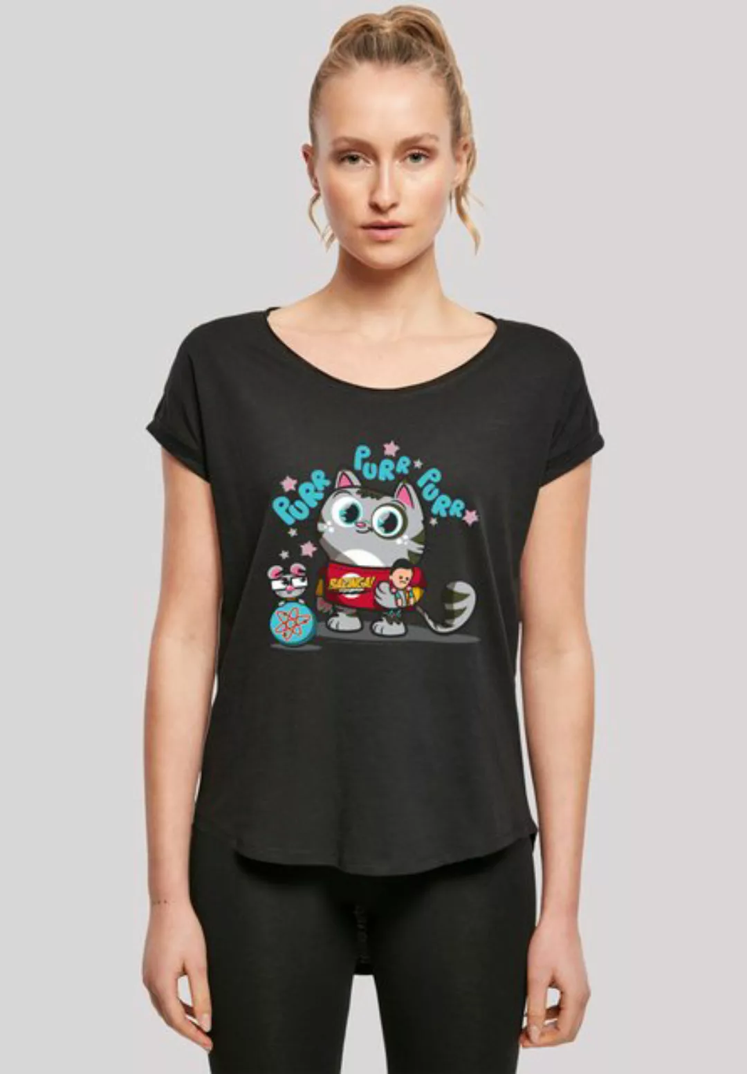 F4NT4STIC T-Shirt Long Cut Shirt 'Big Bang Theory Bazinga Kitty' Damen,Prem günstig online kaufen