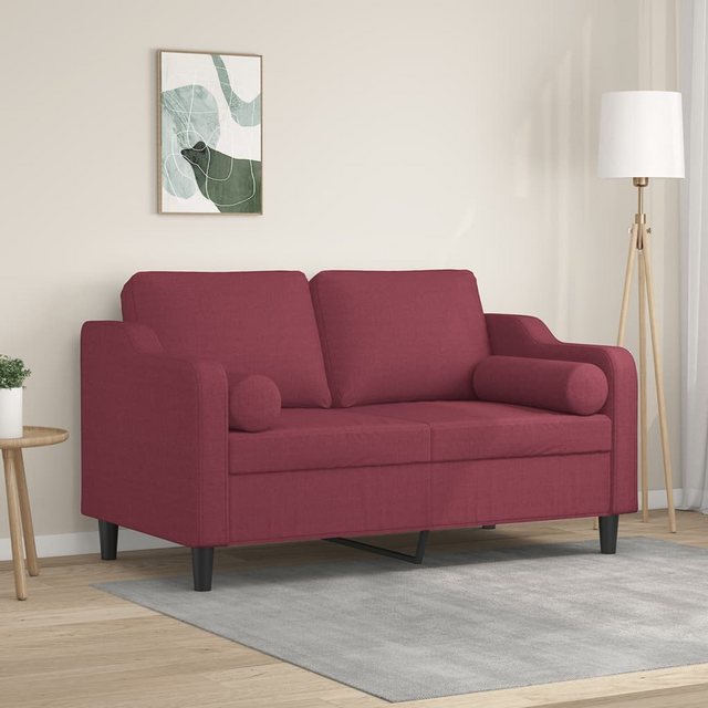 vidaXL Sofa 2-Sitzer-Sofa mit Zierkissen Dunkelgrau 120 cm Stoff günstig online kaufen