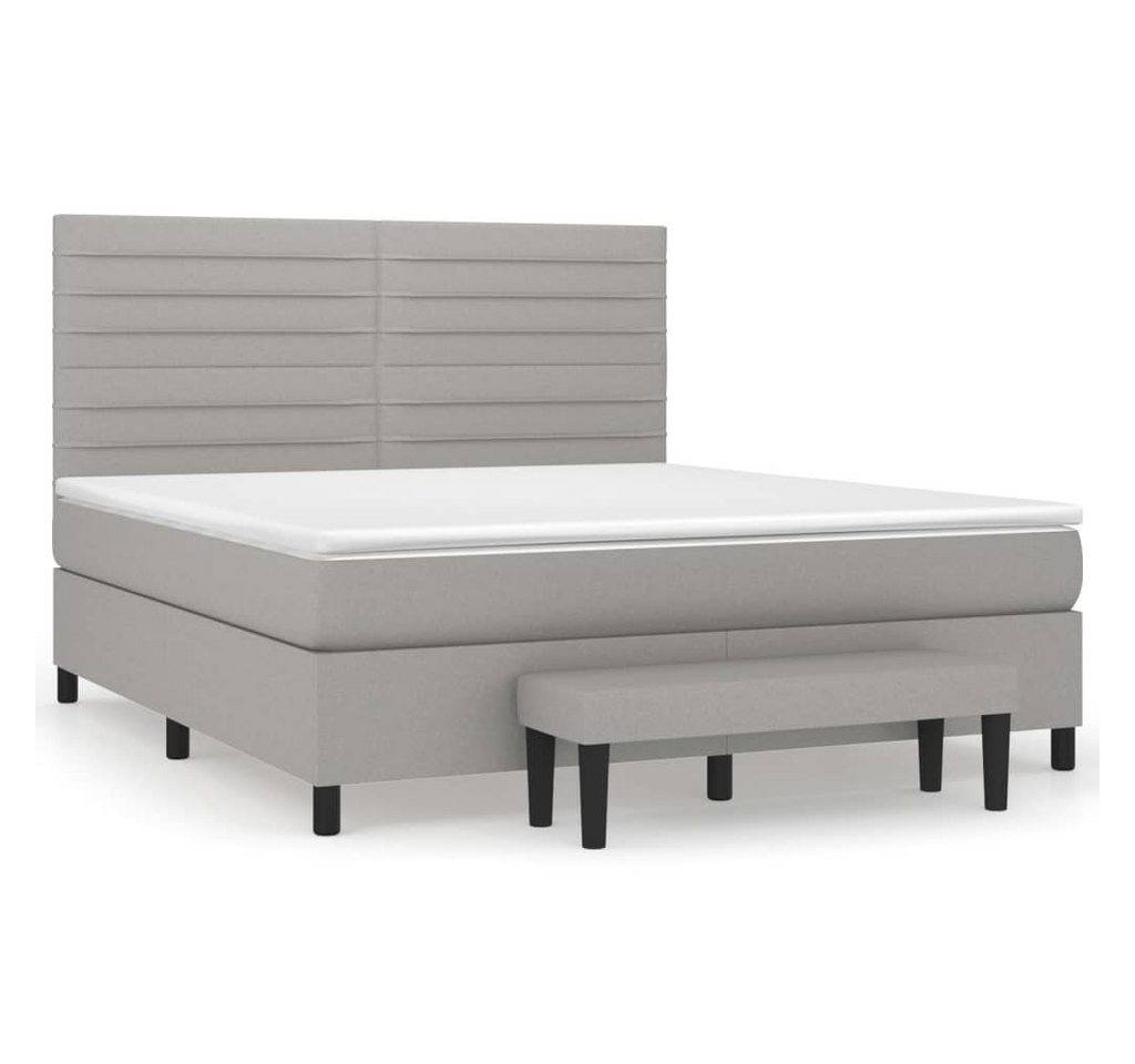 furnicato Bettgestell Boxspringbett mit Matratze Hellgrau 180x200 cm Stoff günstig online kaufen