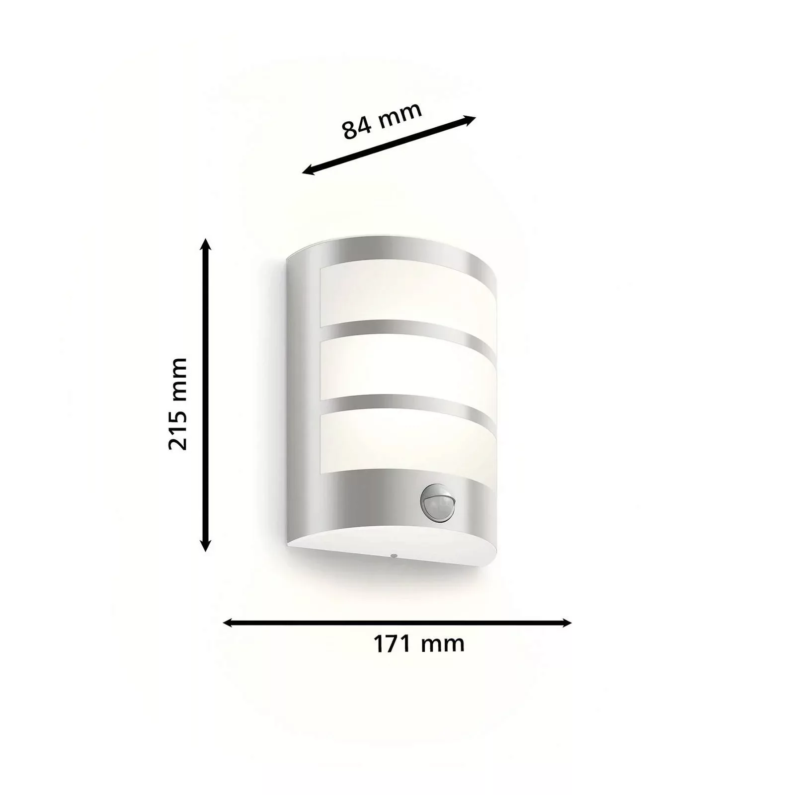 LED Wandleuchte Python in Edelstahl und Weiß 3,8W 800lm IP44 mit Bewegungsm günstig online kaufen