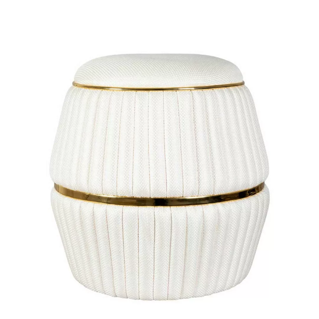 Hocker in Goldfarben und Creme Webstoff günstig online kaufen