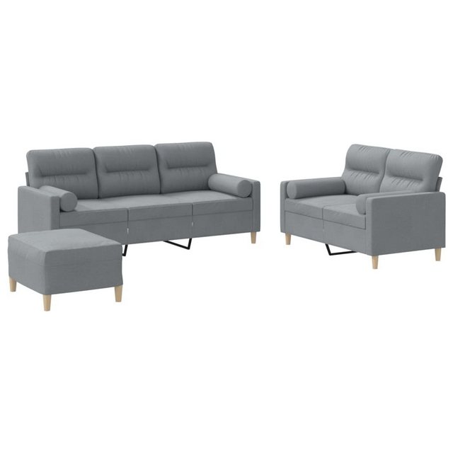 vidaXL Sofa 3-tlg. Sofagarnitur mit Kissen Hellgrau Stoff günstig online kaufen