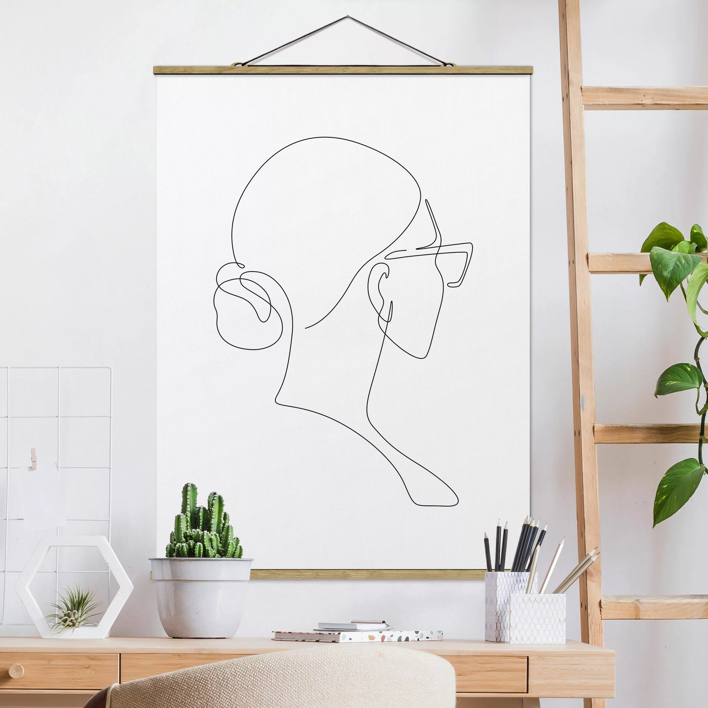 Stoffbild mit Posterleisten Line Art - Brille günstig online kaufen