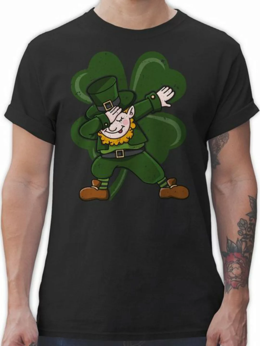 Shirtracer T-Shirt Dabbing Leprechaun mit Kleeblatt St. Patricks Day günstig online kaufen