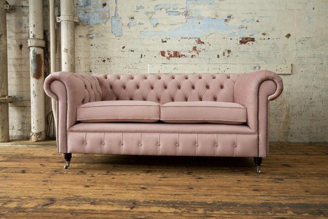 Xlmoebel Chesterfield-Sofa Chesterfield Couch mit 3 Sitzplätzen in Rosé im günstig online kaufen