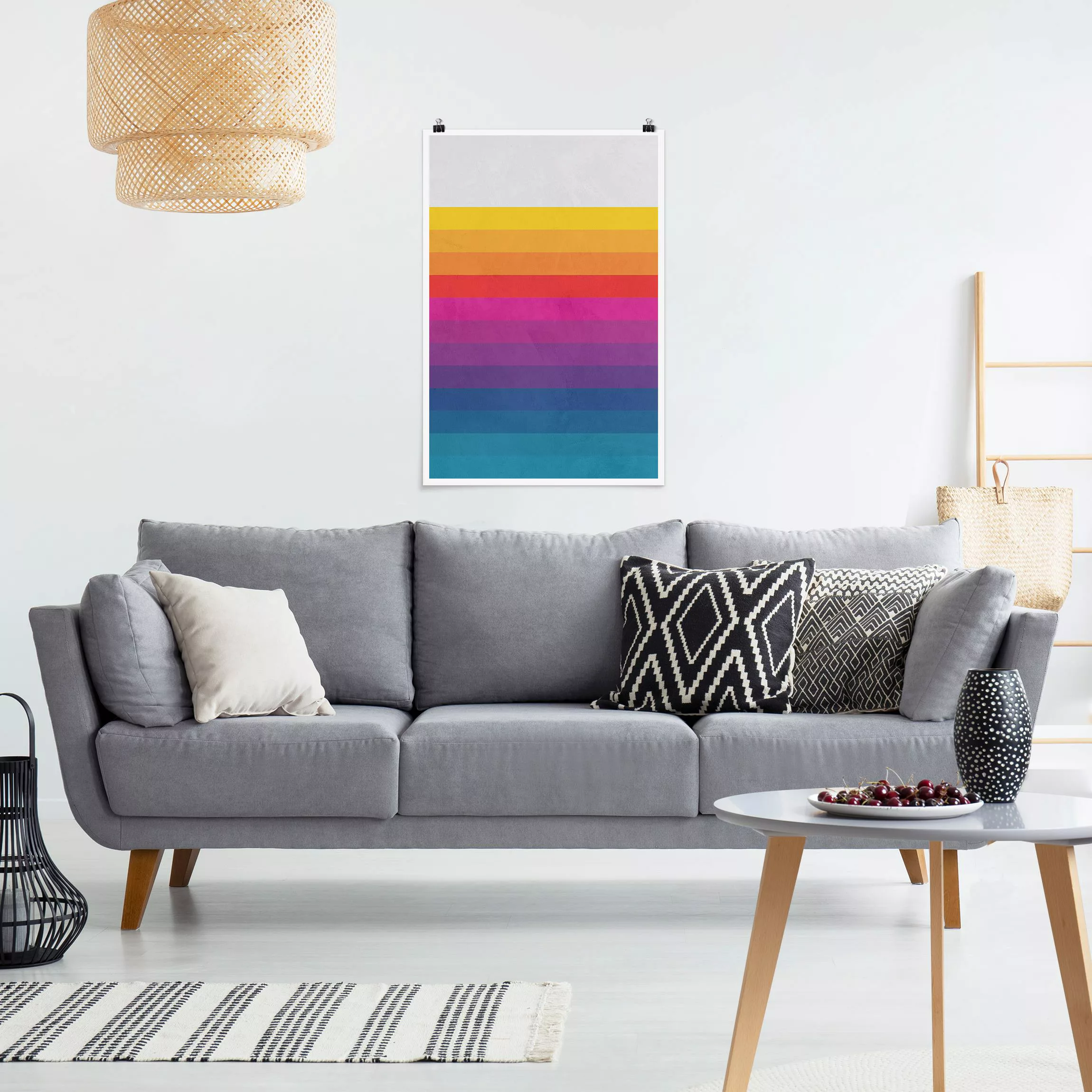 Poster Retro Regenbogen Streifen günstig online kaufen
