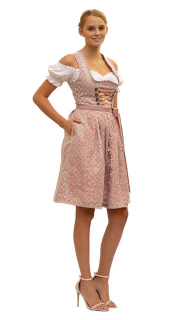 Entari Dirndl 544GT Aphrodite Trachtenkleid Altrosa geblümt (2tlg) günstig online kaufen