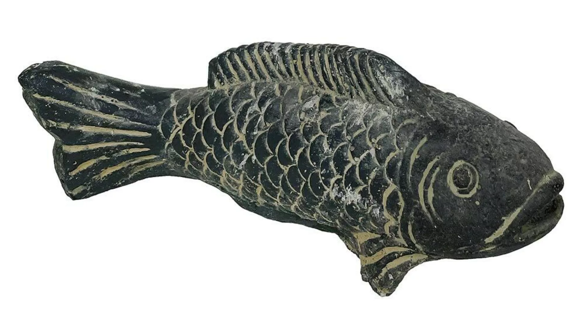 Koi Fisch Figur Naturstein Handgefertigt Dekofigur Garten Karpfen 25 cm günstig online kaufen