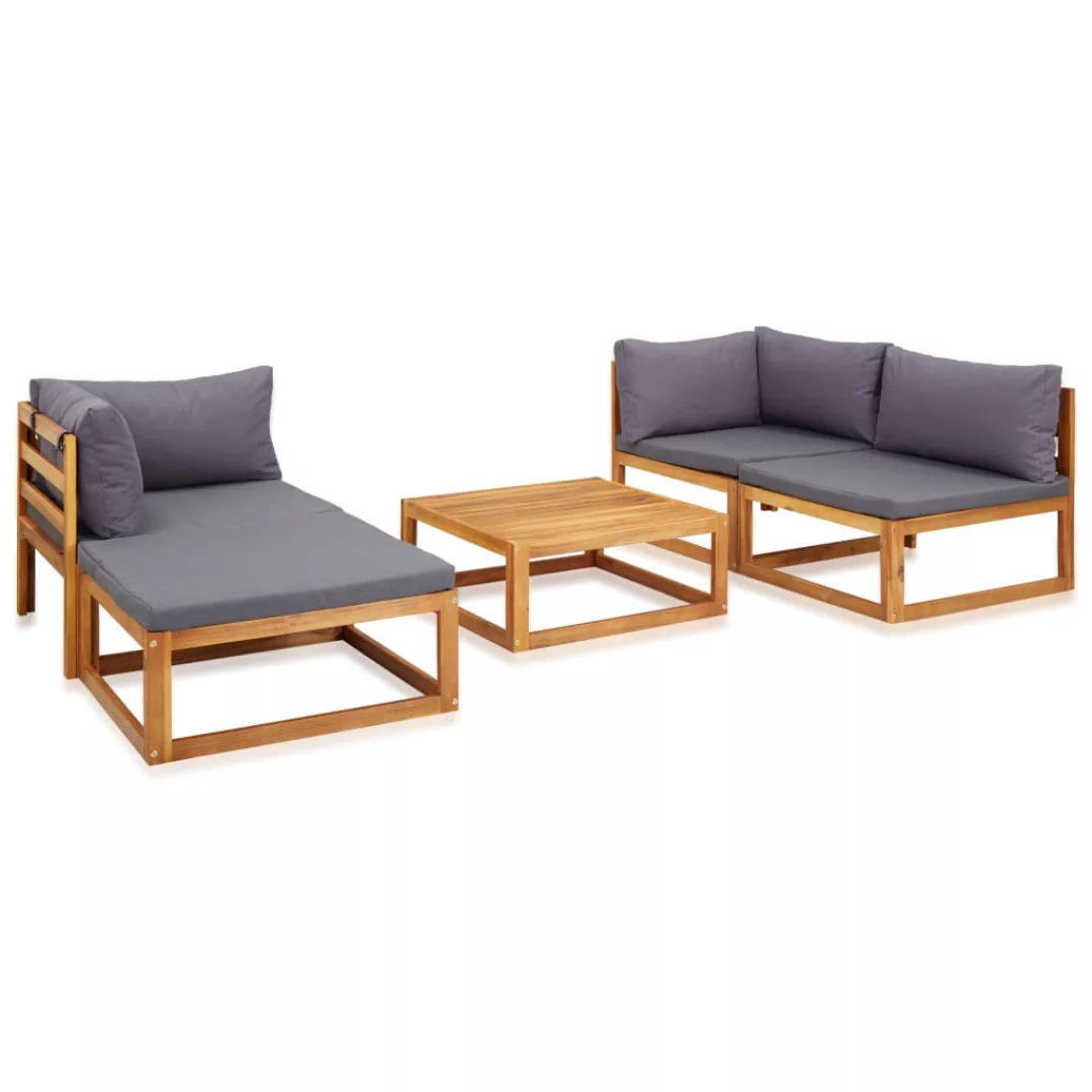 5-tlg. Garten-lounge-set Mit Auflagen Massivholz Akazie günstig online kaufen