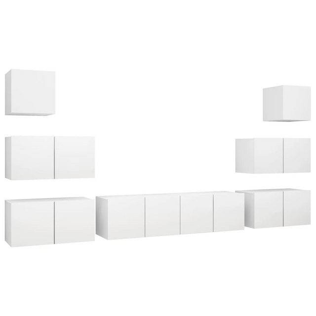 vidaXL TV-Schrank 8-tlg. TV-Schrank-Set Weiß Holzwerkstoff (8-St) günstig online kaufen