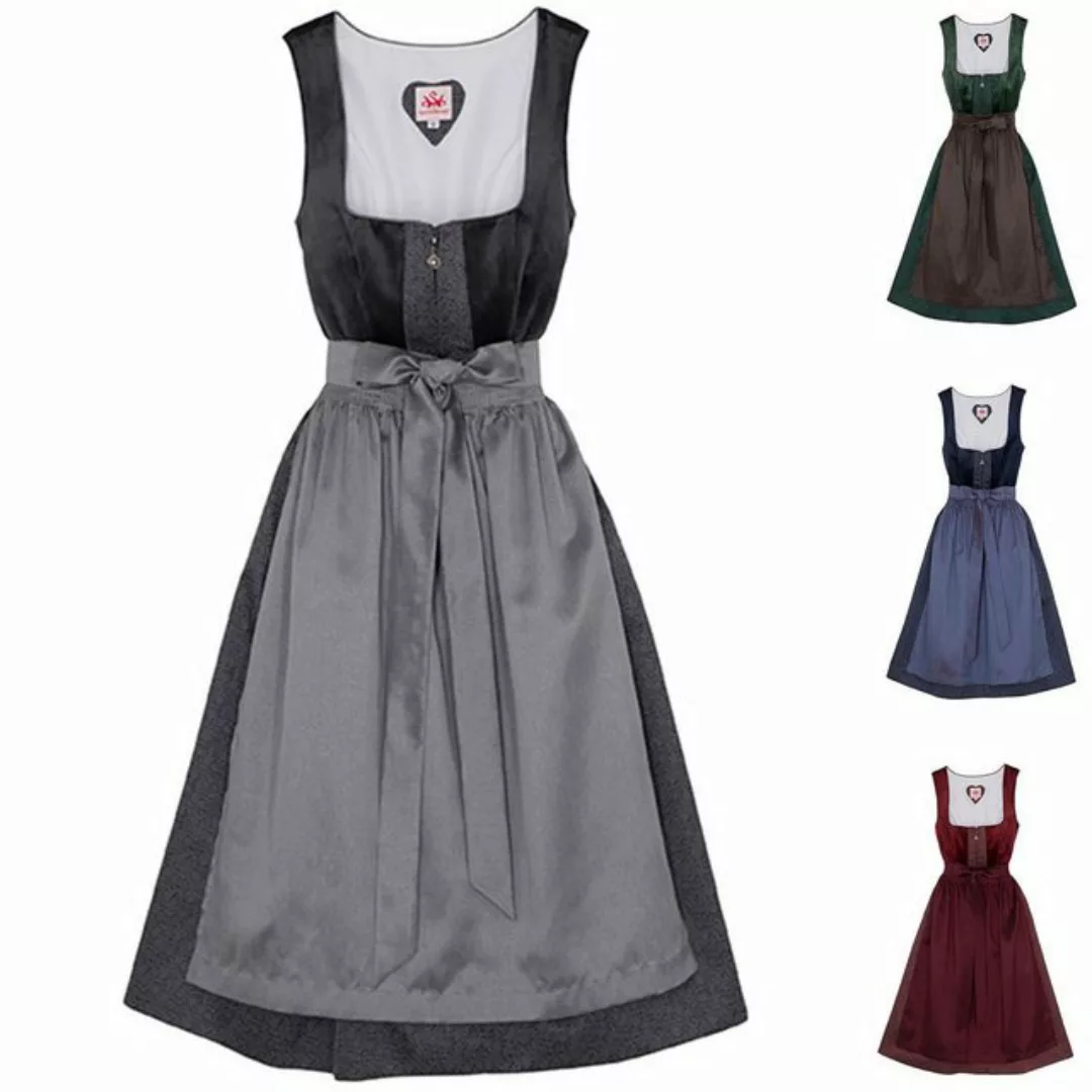 Spieth & Wensky Dirndl Samt Dirndl 2tlg. - BUCHSBAUM - dunkelgrau/silber günstig online kaufen