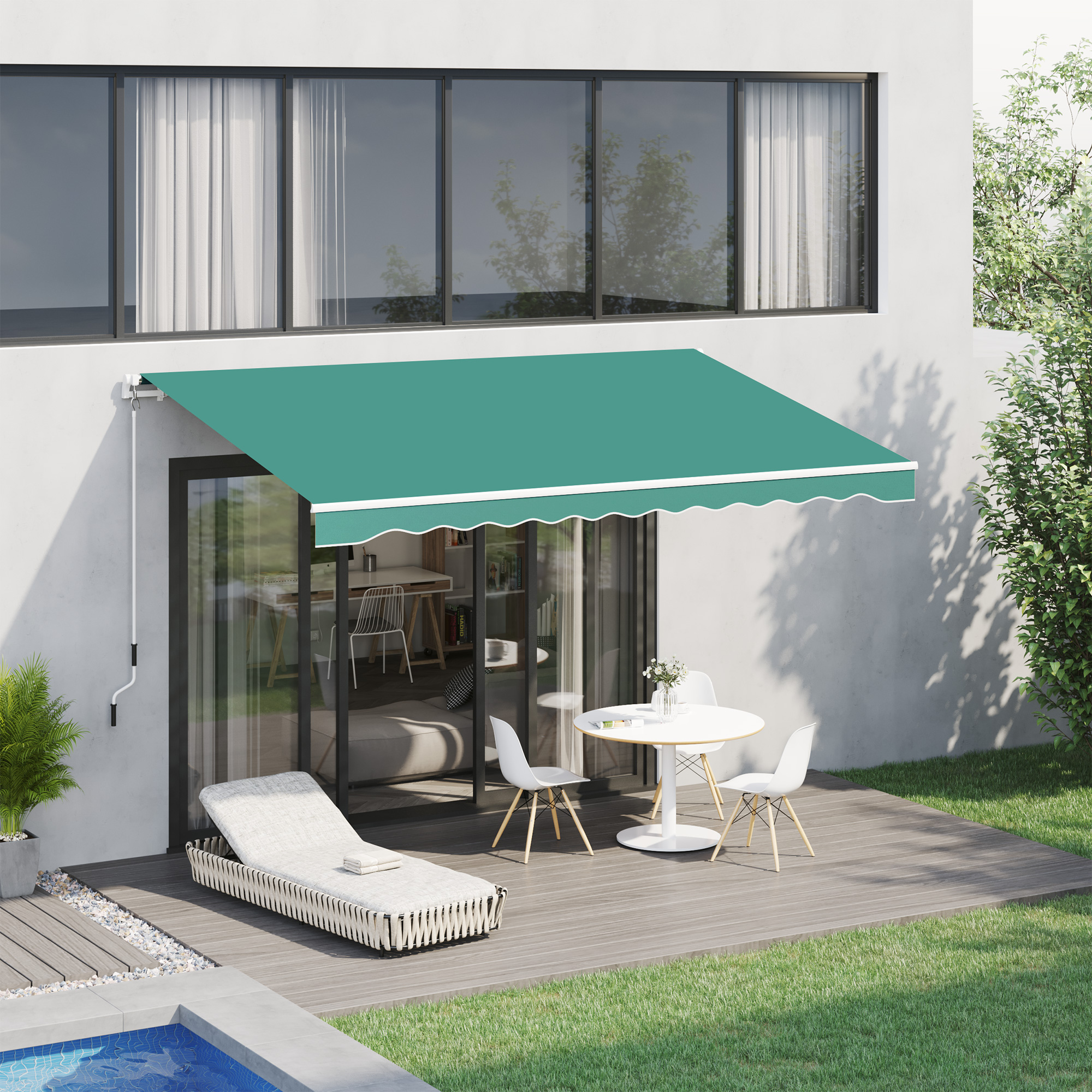 Outsunny Markise manuell ausfahrbar mit verstellbarem Winkel Aluminium Poly günstig online kaufen