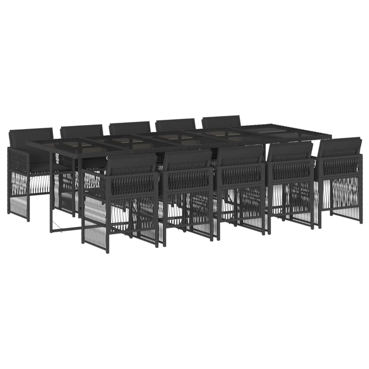 vidaXL 11-Tlg Garten-Essgruppe mit Kissen Schwarz Poly Rattan 3210931 günstig online kaufen