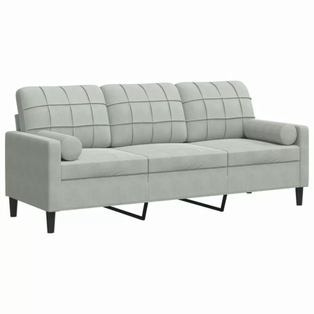 vidaXL Sofa 3-Sitzer-Sofa mit Zierkissen Hellgrau 180 cm Samt günstig online kaufen