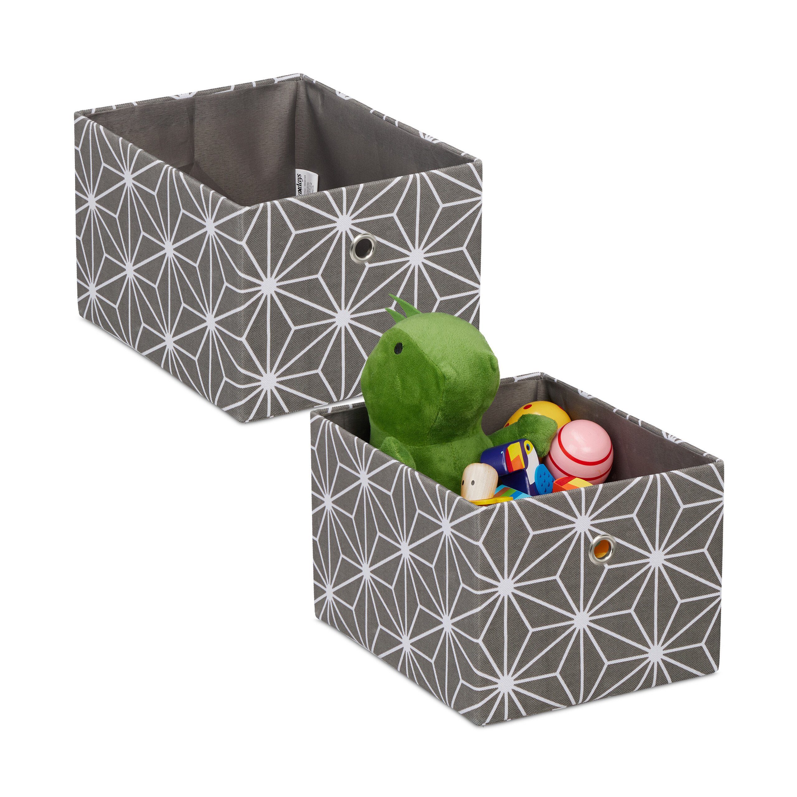 relaxdays Aufbewahrungsbox Graue Aufbewahrungsbox im 2er günstig online kaufen