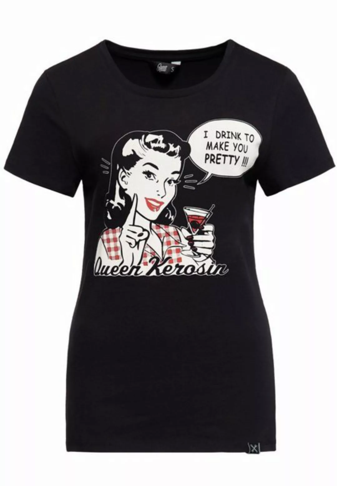 QueenKerosin Print-Shirt I Drink to make you pretty (1-tlg) mit Vintage-Mot günstig online kaufen