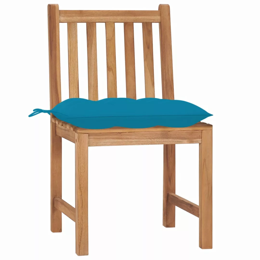 Gartenstühle 2 Stk. Mit Kissen Massivholz Teak günstig online kaufen