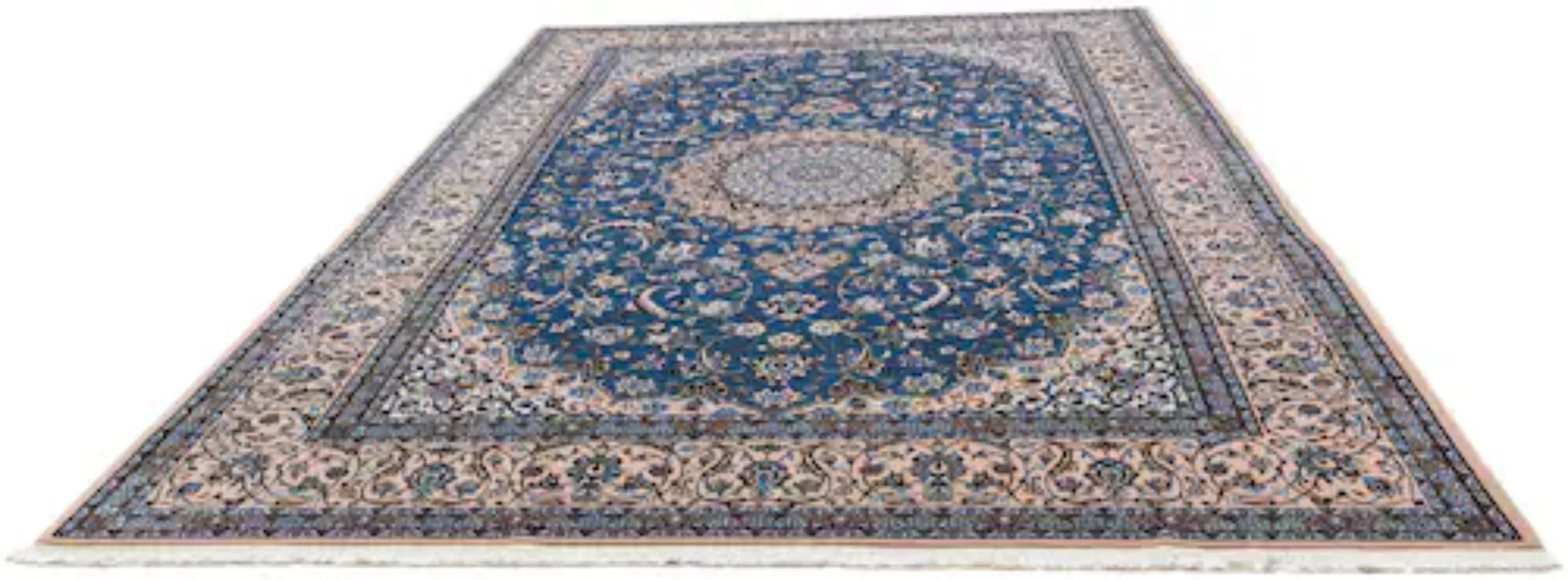 morgenland Wollteppich »Nain 9la Medaillon Blu scuro 348 x 245 cm«, rechtec günstig online kaufen